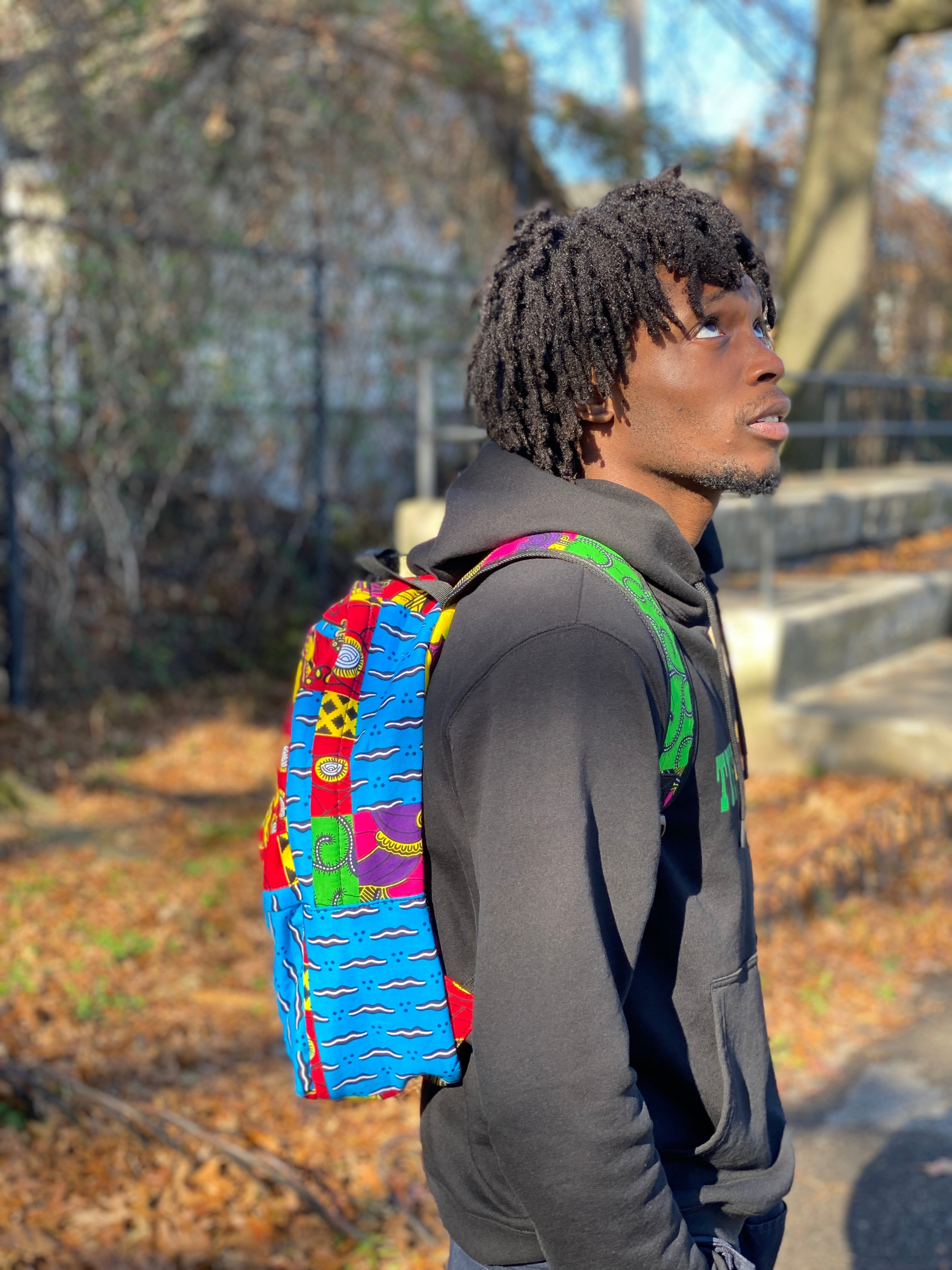 Blue Funky Backpack, African Print Backpack, African Bags