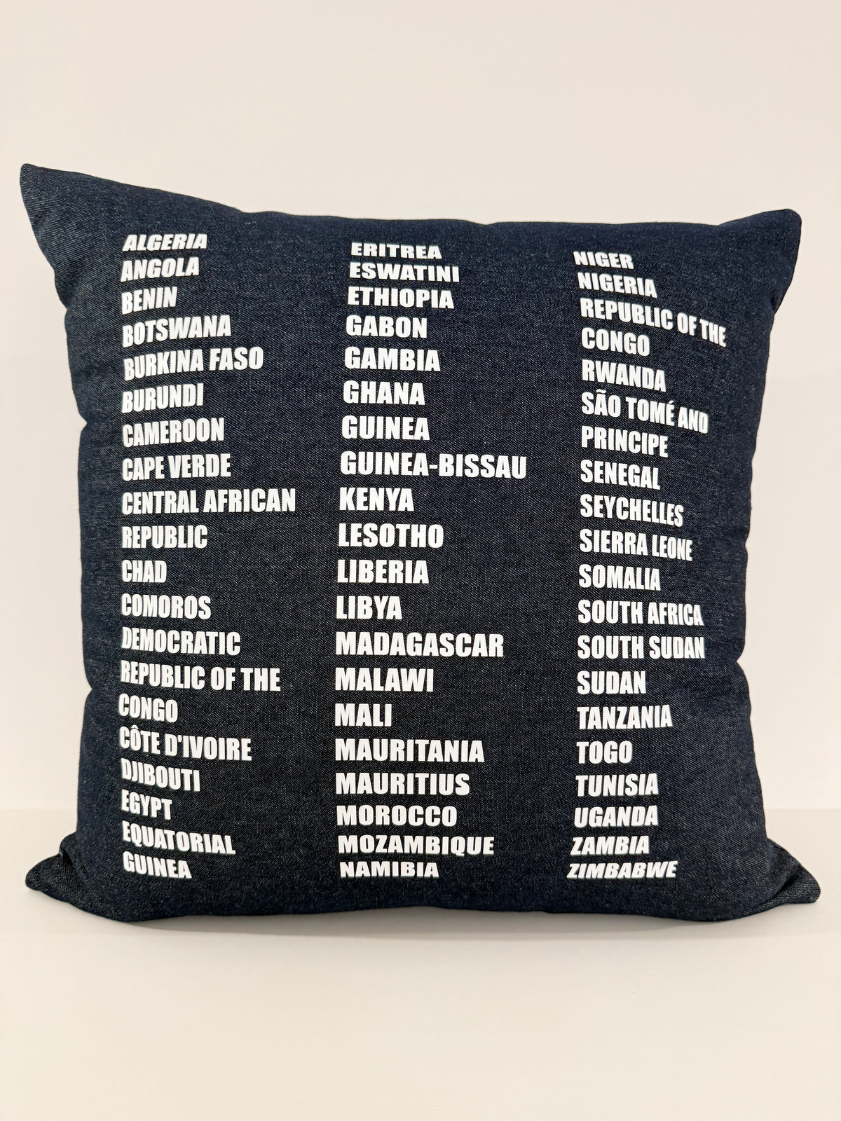 Africa Map Pillow Cover – 54 Countries of Africa - Denim