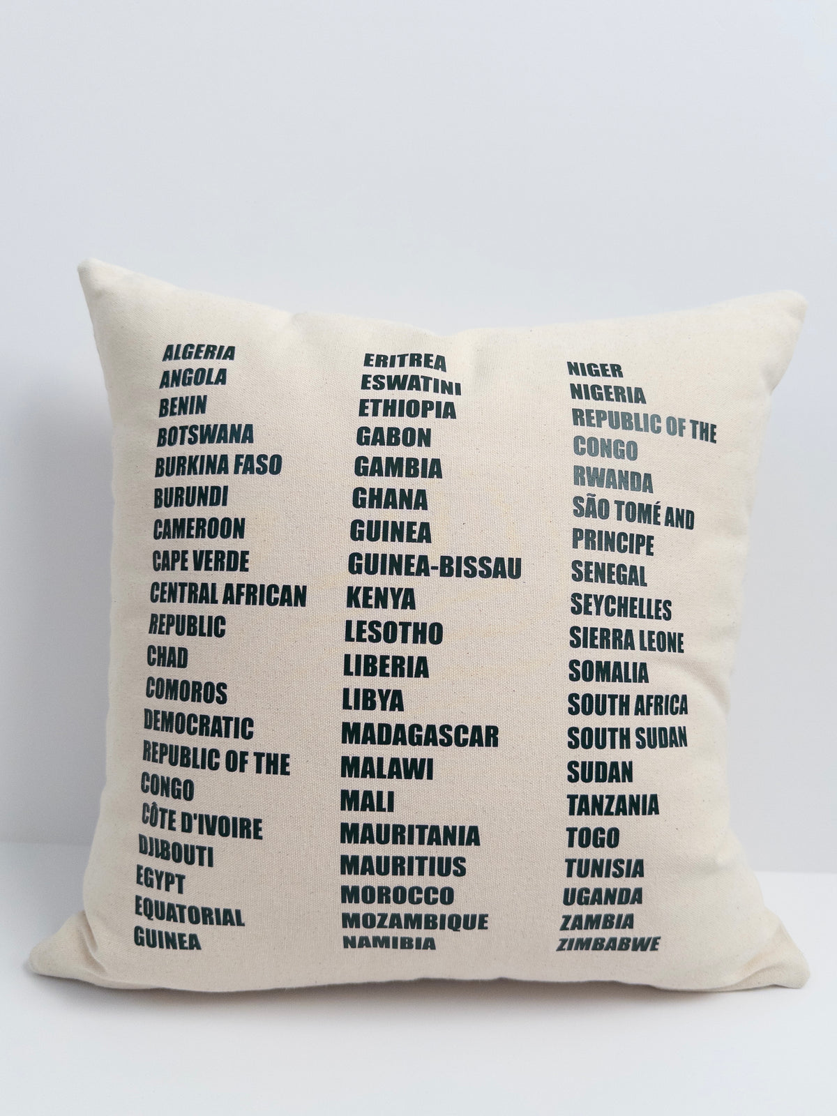 Africa Map Pillow Cover – 54 Countries of Africa - Natural