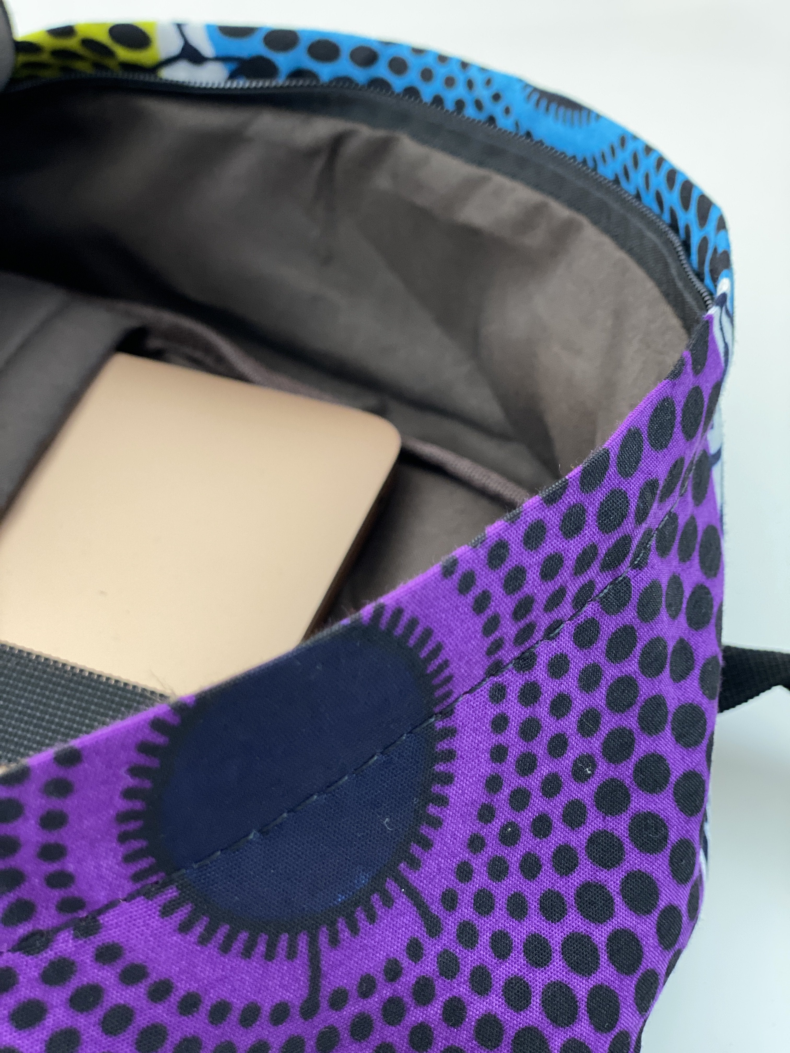 African Print Backpack - Record Multi