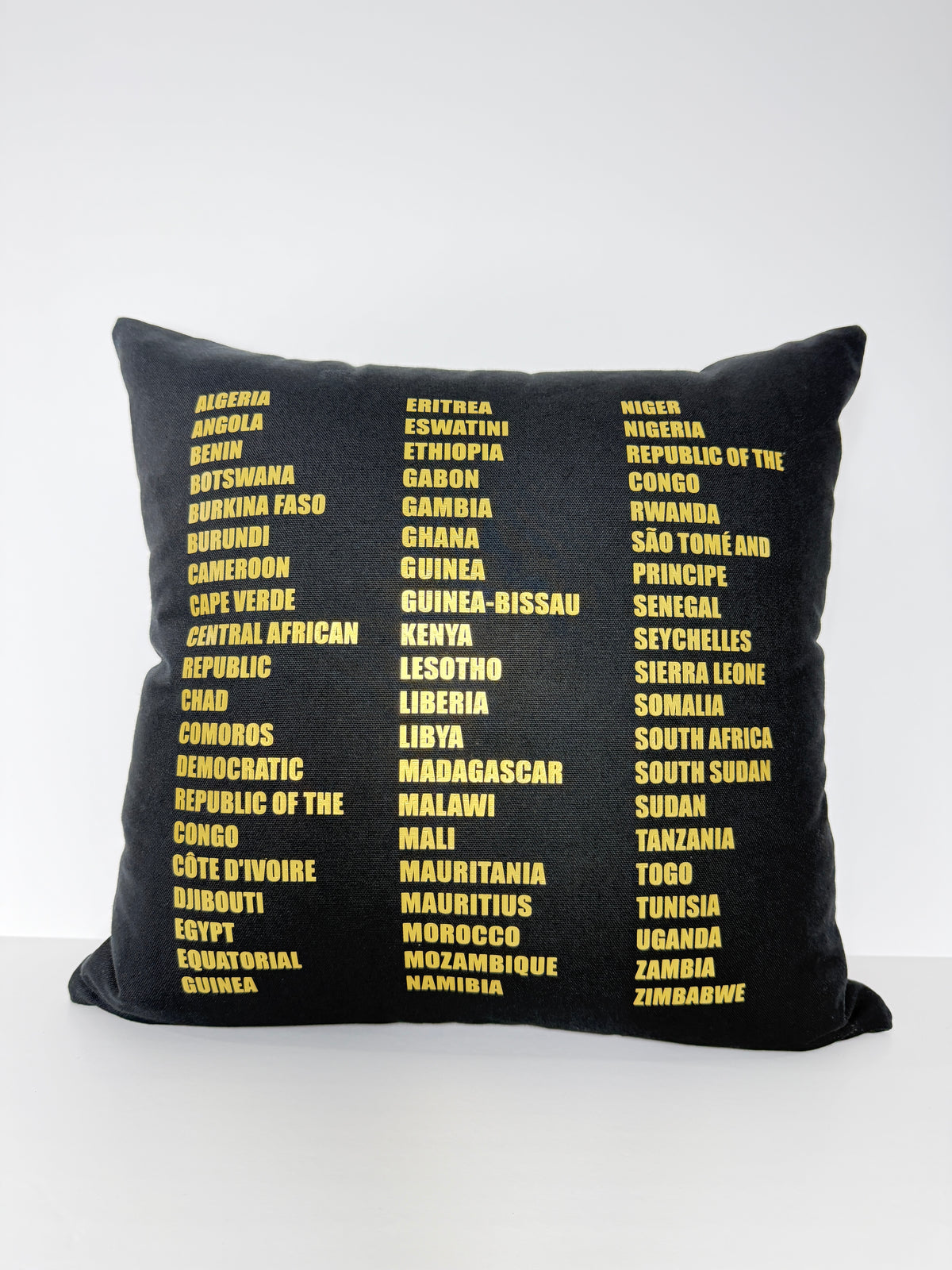 Africa Map Pillow Cover – 54 Countries of Africa - Black