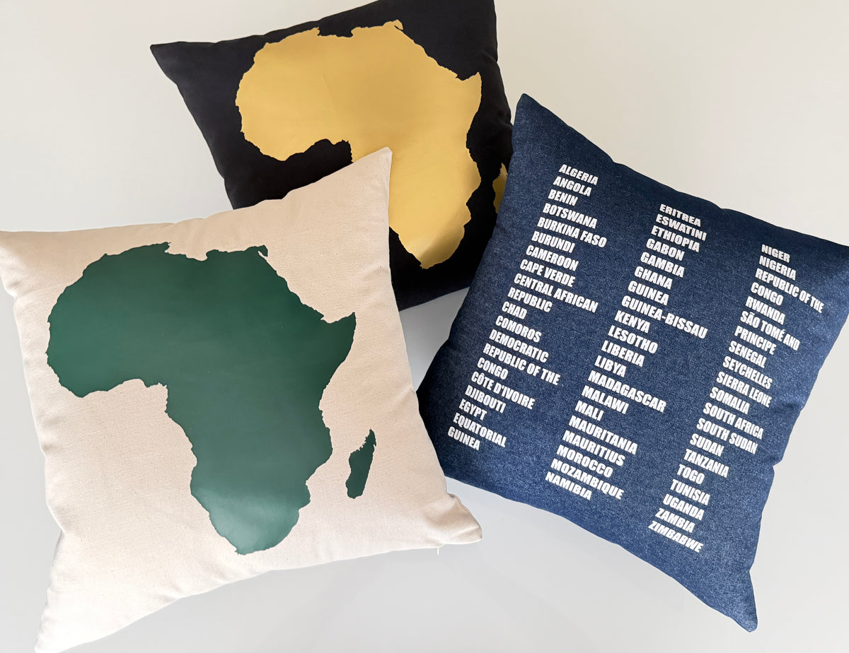 Africa Map Pillow Cover – 54 Countries of Africa - Black