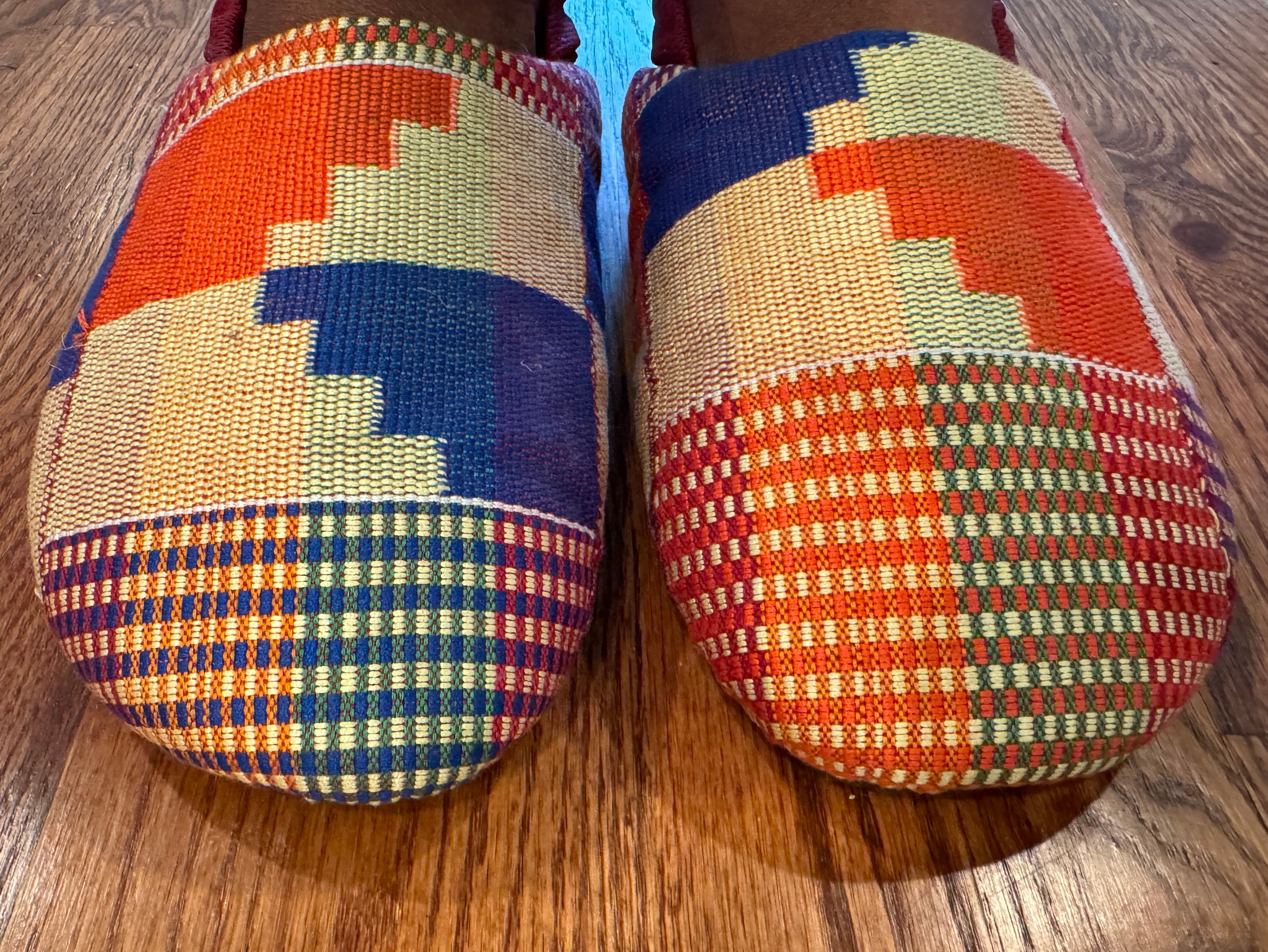 Maakye Kente Handwoven Mule - Orange