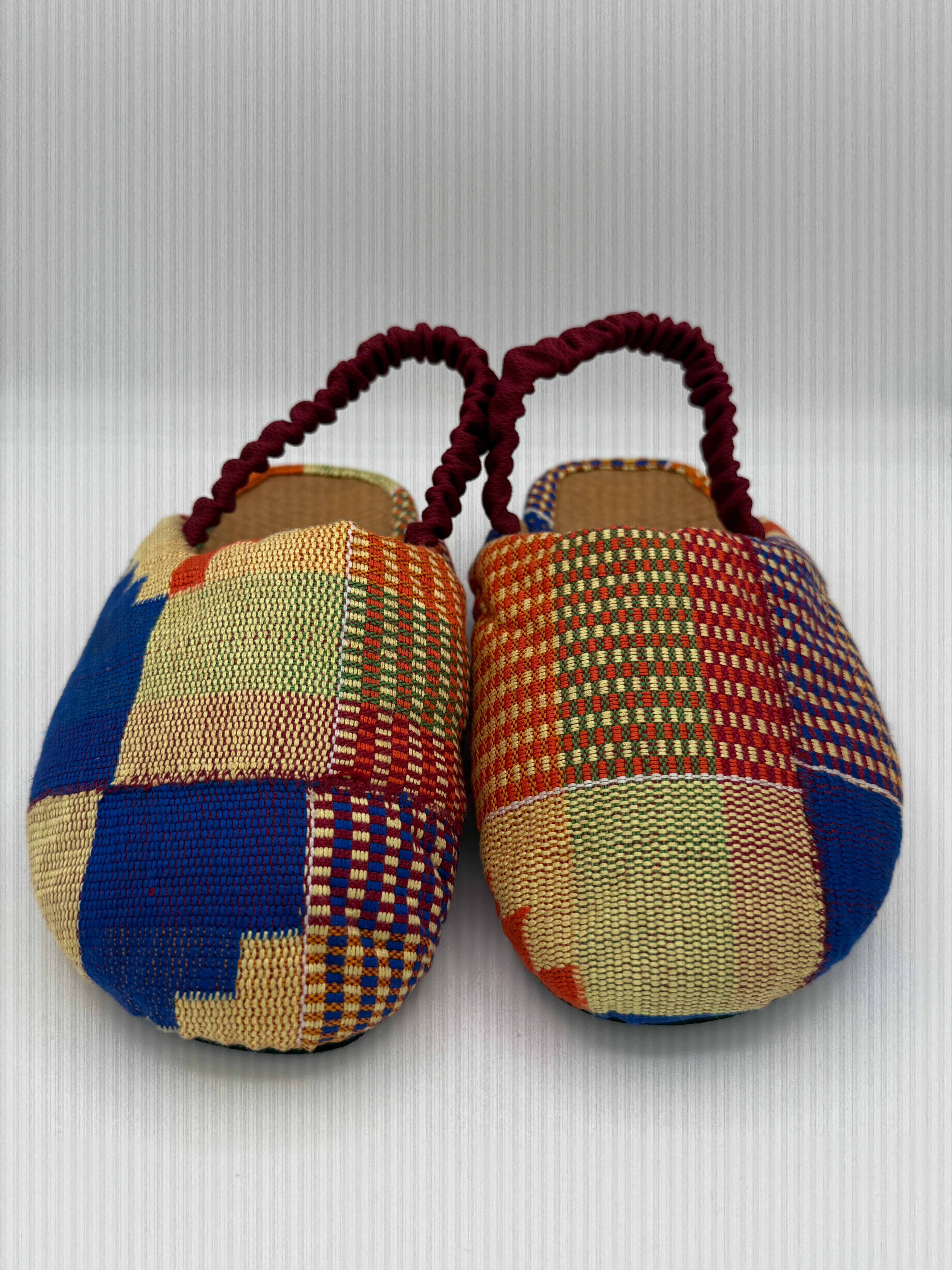 Maakye Kente Handwoven Mule - Orange