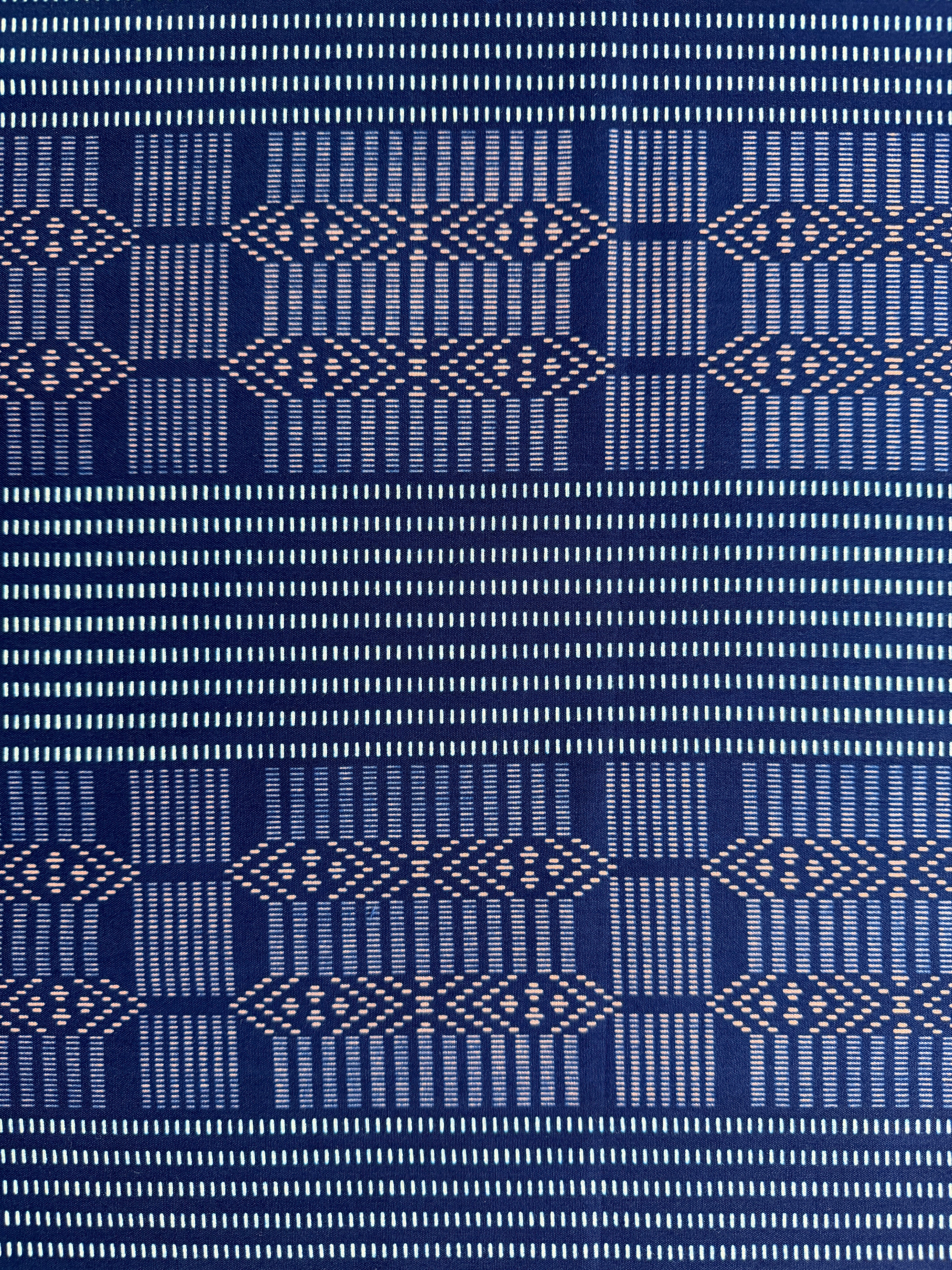 Navy blue fabric with a geometric pattern