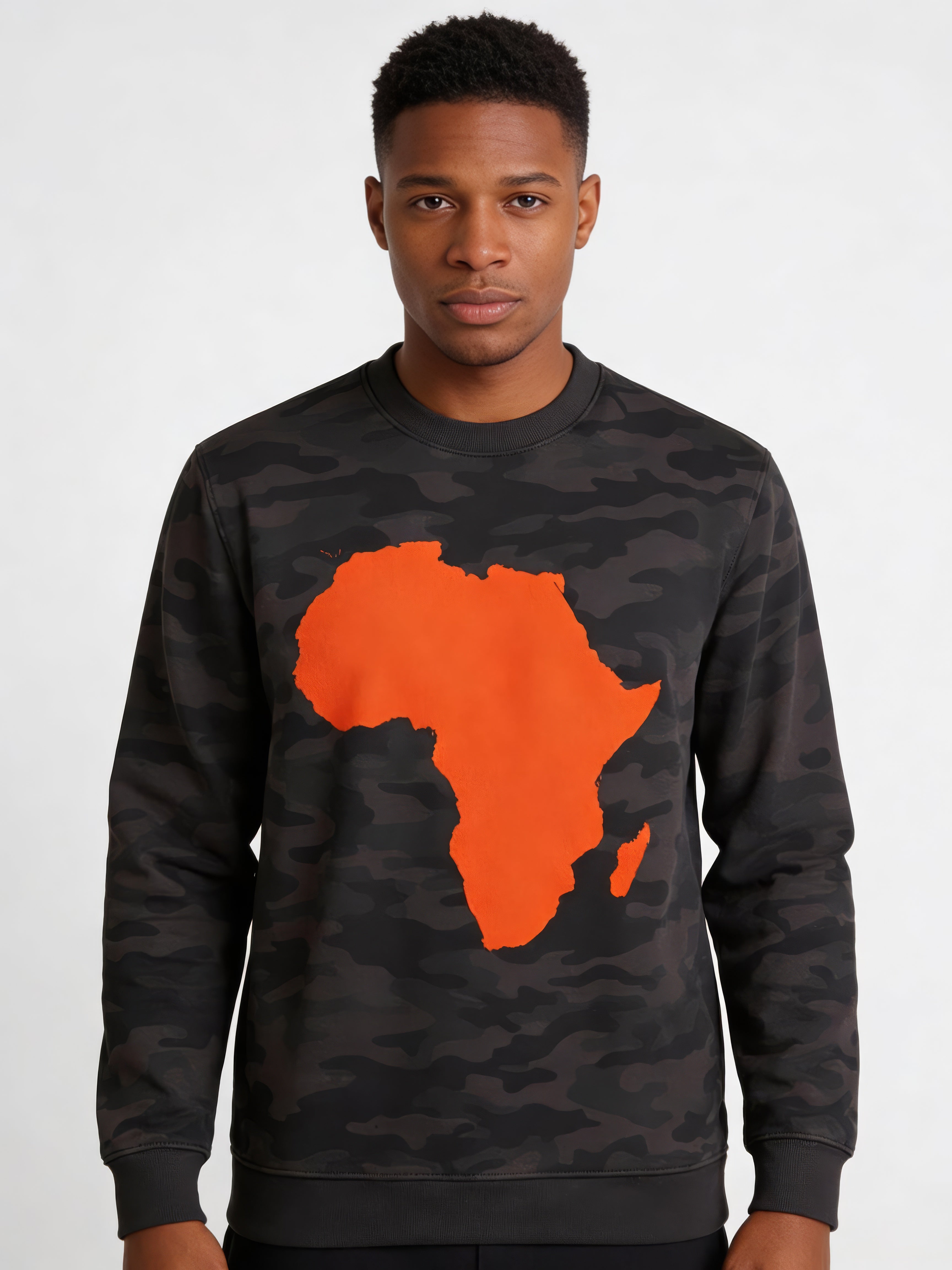 Africa Map Sweatshirt - Black Camo
