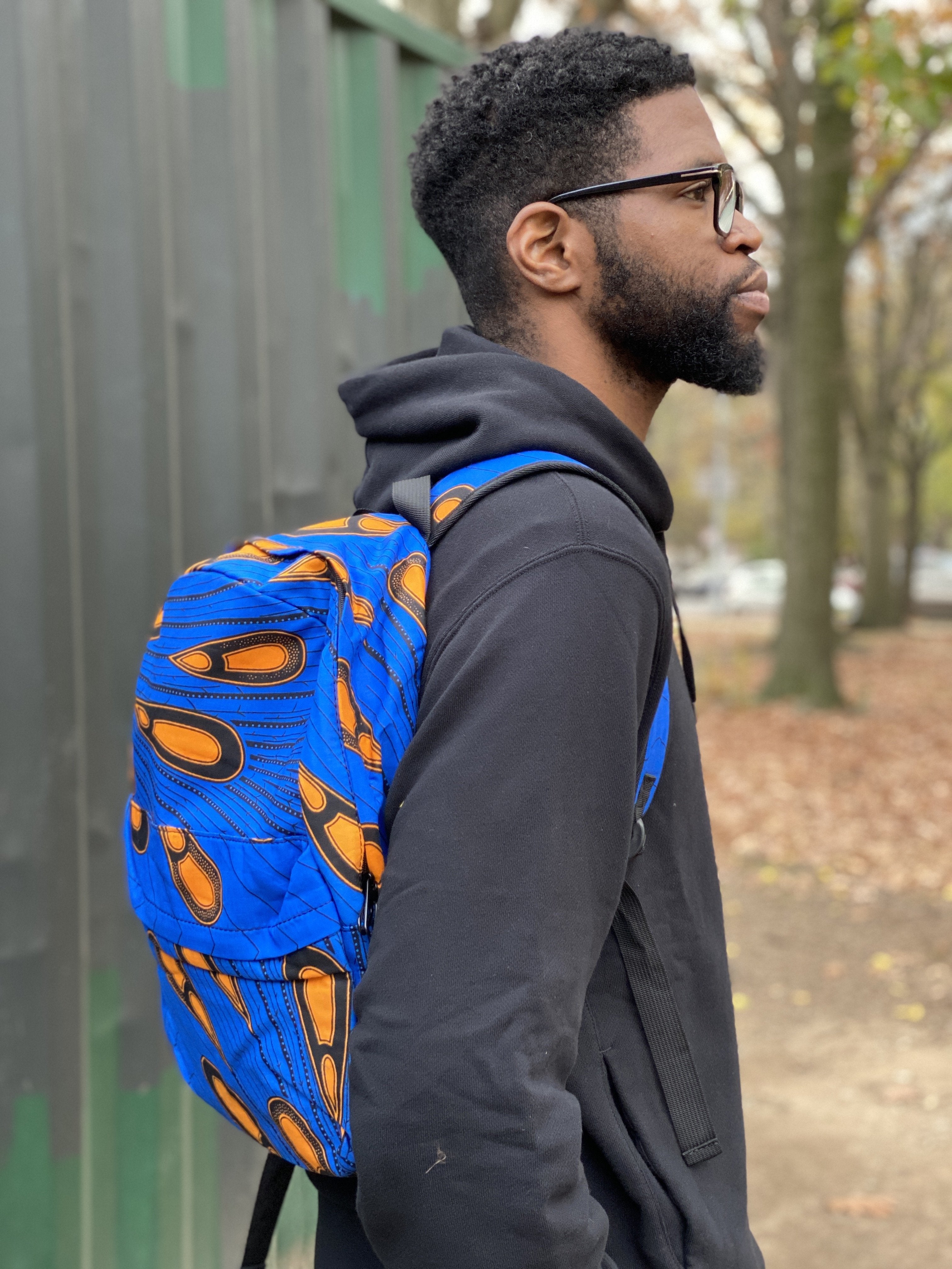 African Print Backpack - Peacock