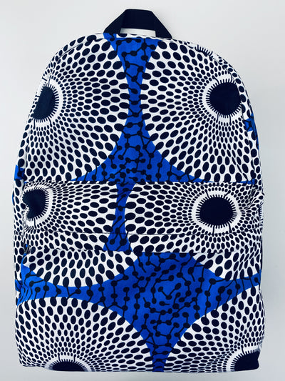 African Print Backpack - Record Blue